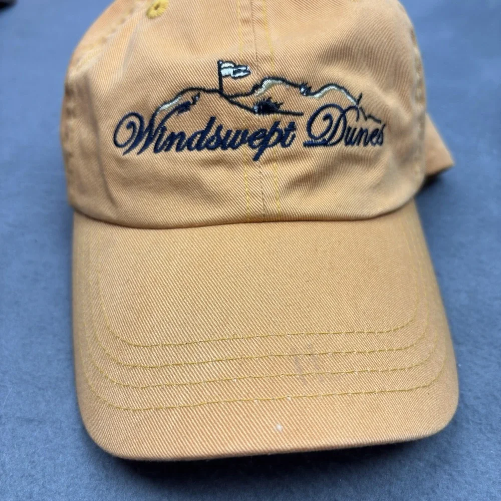 Windswept Dunes Hat Cap Strap Back Yellow Embroidered Golf Course Mens Imperial